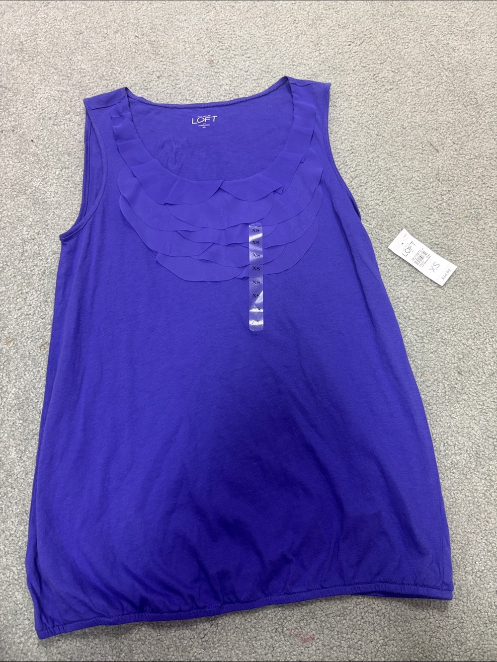 LOFT Women's Ruffled Neck Sleeveless Tank - Violet NWT